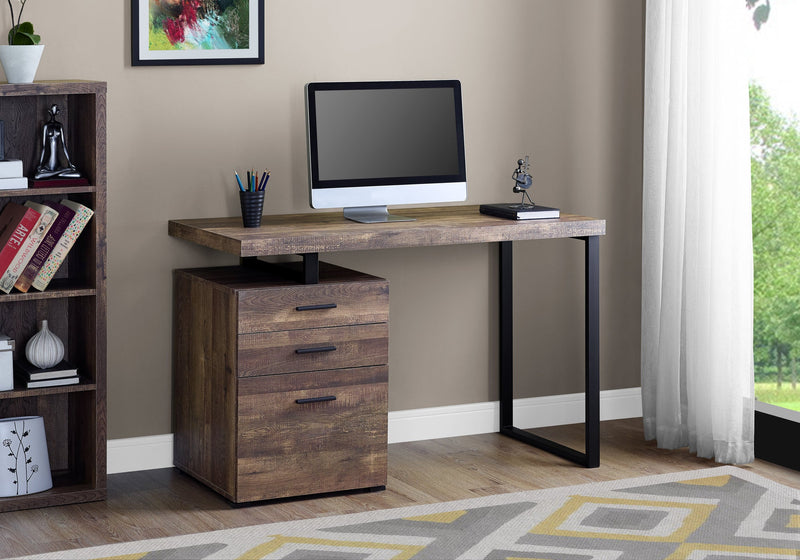 Computer Desk - 48"L / Brown Reclaimed Wood / Black Metal - I 7408