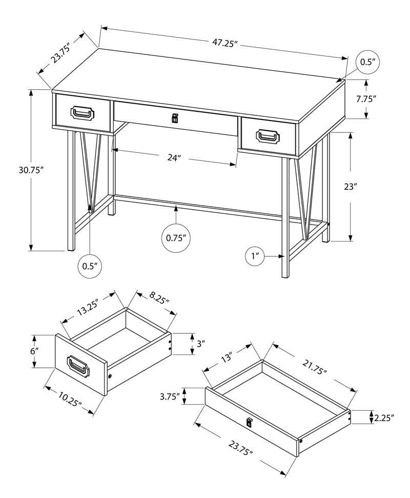 Computer Desk - 48"L / Brown Reclaimed Wood / Black Metal - I 7412