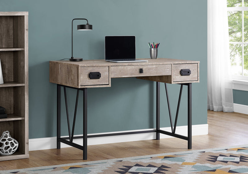 Computer Desk - 48"L / Taupe Reclaimed Wood / Black Metal - I 7414