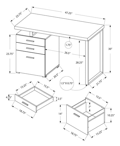 Computer Desk - 48"L / Grey Left Or Right Facing - I 7426