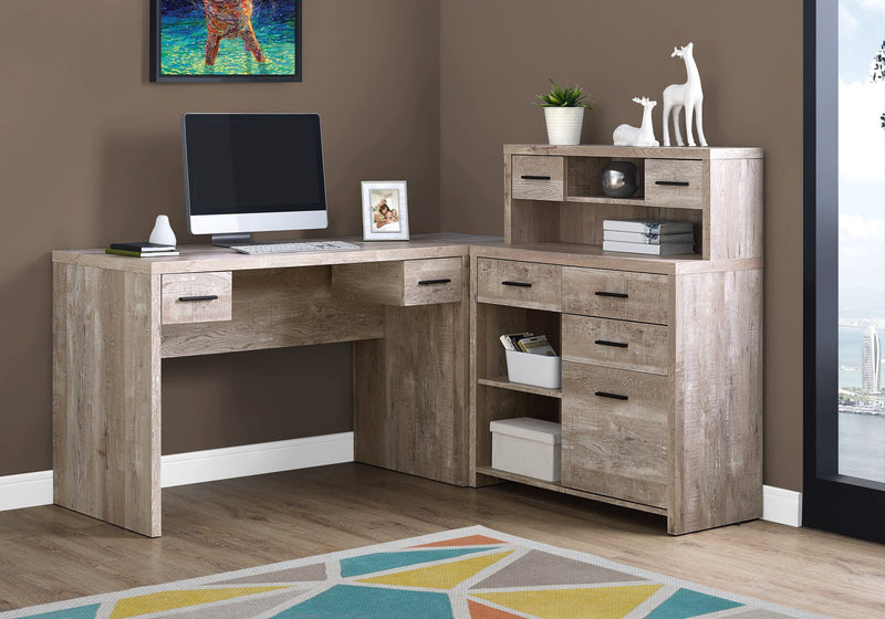 Computer Desk - Taupe Reclaimed Wood L/R Facing Corner - I 7429