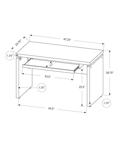 Computer Desk - 48"L / Black / Grey Top - I 7439