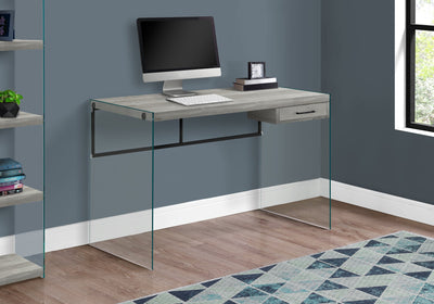 Computer Desk - 48"L / Grey Reclaimed Wood / Glass Panels - I 7445