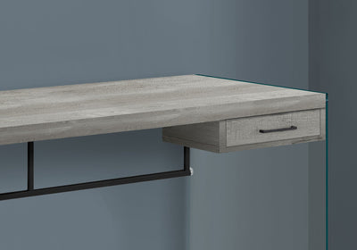 Computer Desk - 48"L / Grey Reclaimed Wood / Glass Panels - I 7445