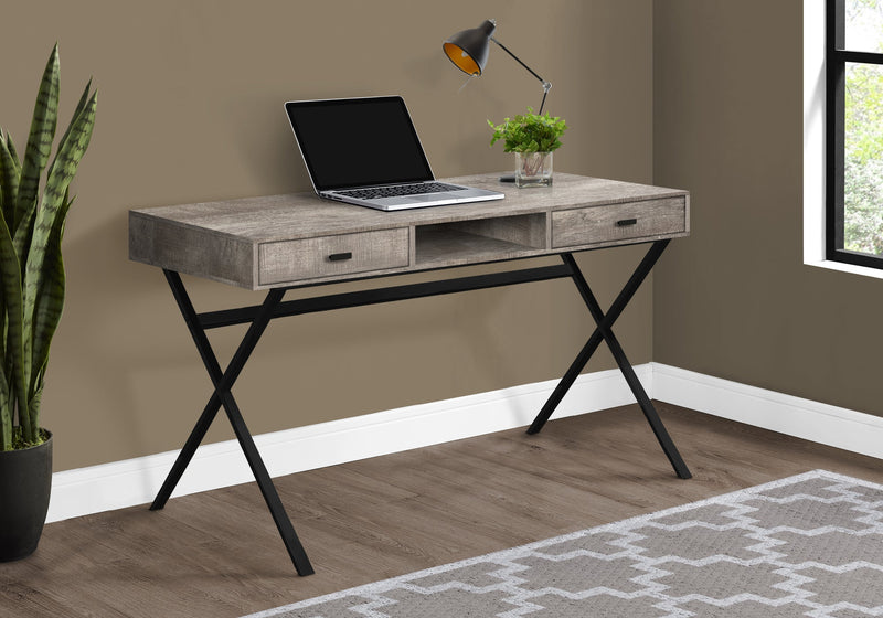 Computer Desk - 48"L / Taupe Reclaimed Wood / Black Metal - I 7449