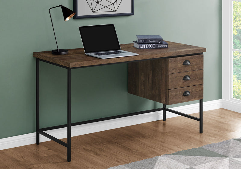 Computer Desk - 55"L / Brown Reclaimed Wood / Black Metal - I 7485