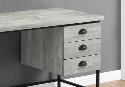 Computer Desk - 55"L / Grey Reclaimed Wood / Black Metal - I 7486