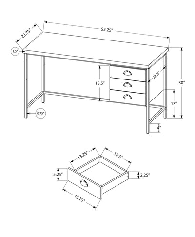 Computer Desk - 55"L / Black Reclaimed Wood / Black Metal - I 7488