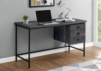 Computer Desk - 55"L / Black Reclaimed Wood / Black Metal - I 7488