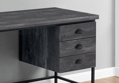 Computer Desk - 55"L / Black Reclaimed Wood / Black Metal - I 7488