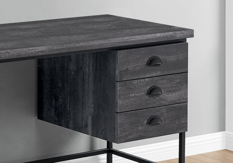 Computer Desk - 55"L / Black Reclaimed Wood / Black Metal - I 7488