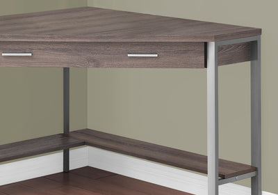 Computer Desk - 42"L / Dark Taupe Corner / Silver Metal - I 7501