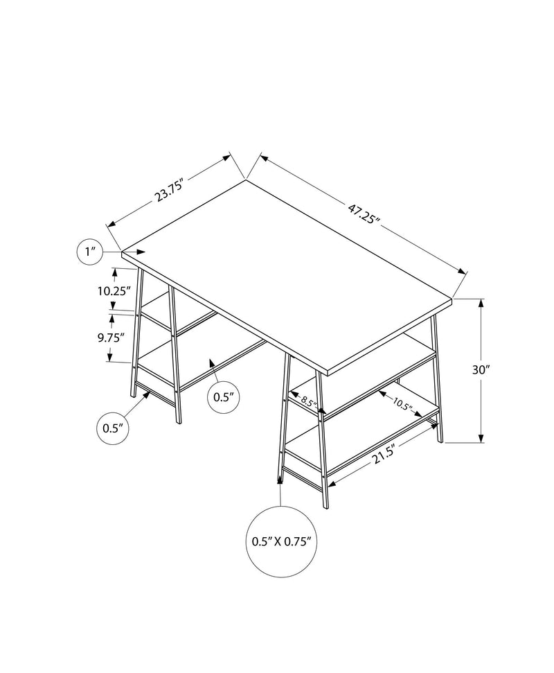 Computer Desk - 48"L / Black / Black Metal - I 7522