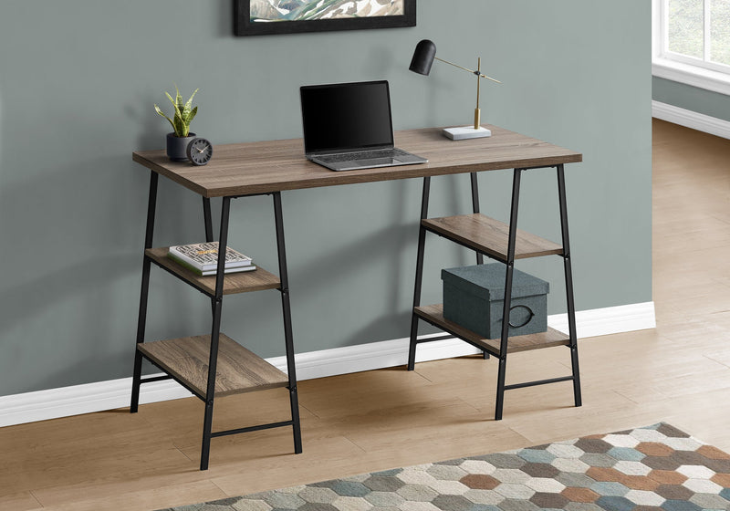 Computer Desk - 48"L / Dark Taupe / Black Metal - I 7523