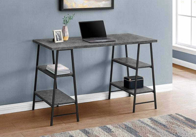 Computer Desk - 48"L / Grey Stone-Look / Black Metal - I 7526