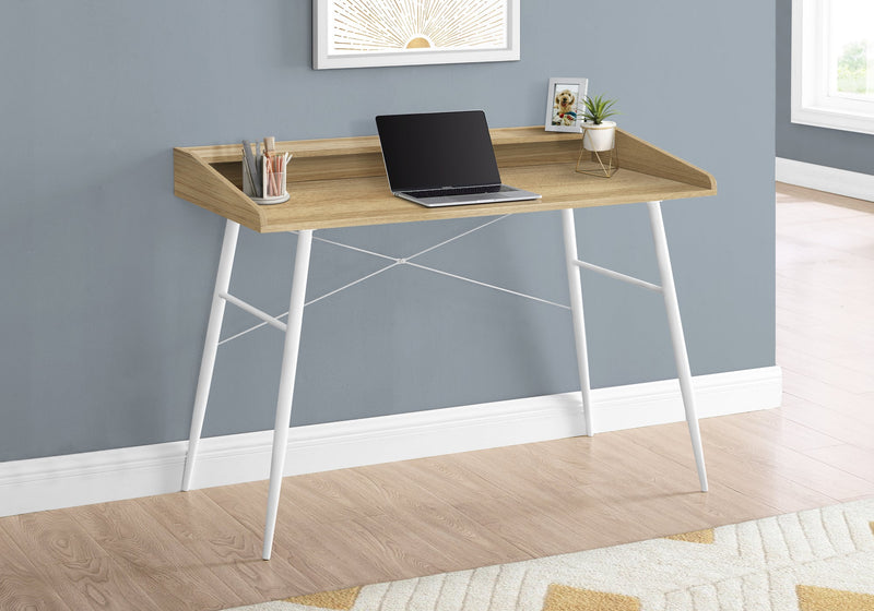 Computer Desk - 48"L / Natural / White Metal - I 7534