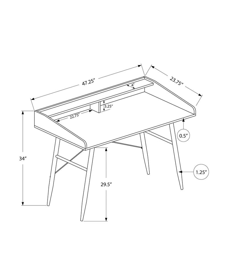 Computer Desk - 48"L / Natural / White Metal - I 7534