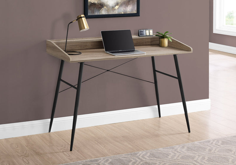 Computer Desk - 48"L / Dark Taupe / Black Metal - I 7536