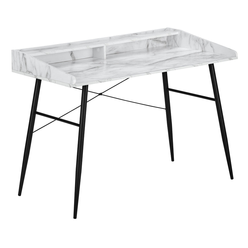 Computer Desk - 48"L / White Marble-Look / Black Metal - I 7539