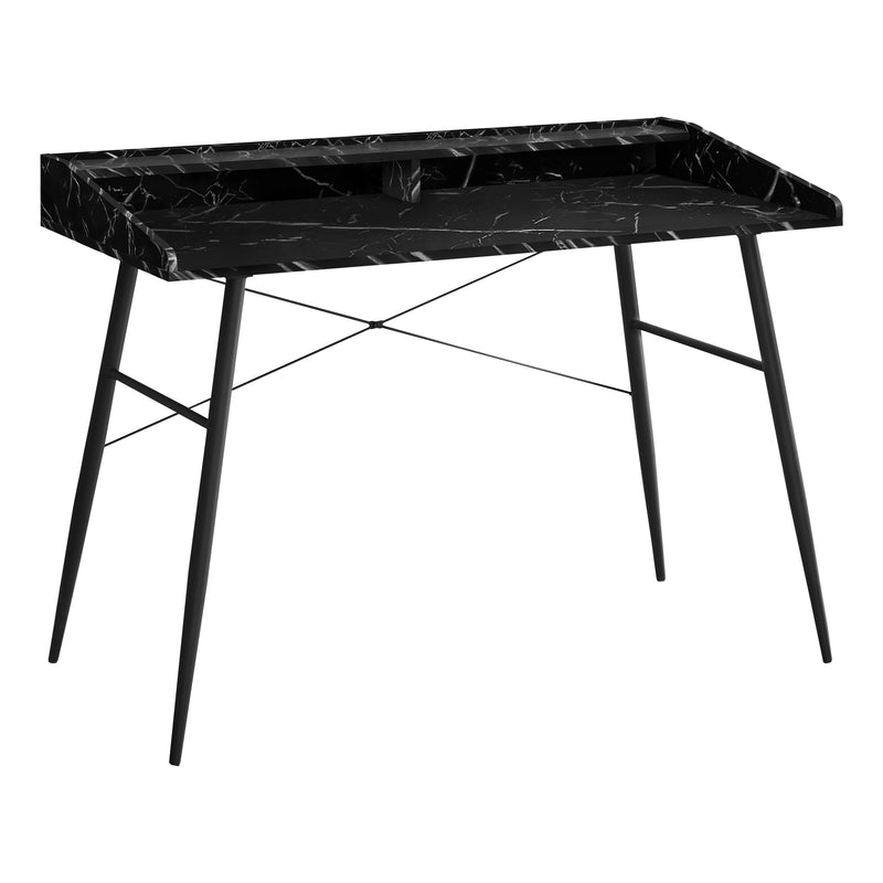 Computer Desk - 48"L / Black Marble-Look / Black Metal - I 7542