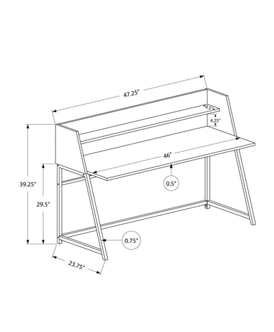 Computer Desk - 48"L / Natural / White Metal - I 7543