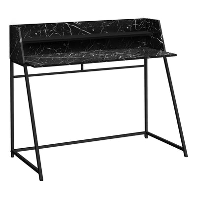 Computer Desk - 48"L / Black Marble-Look / Black Metal - I 7544