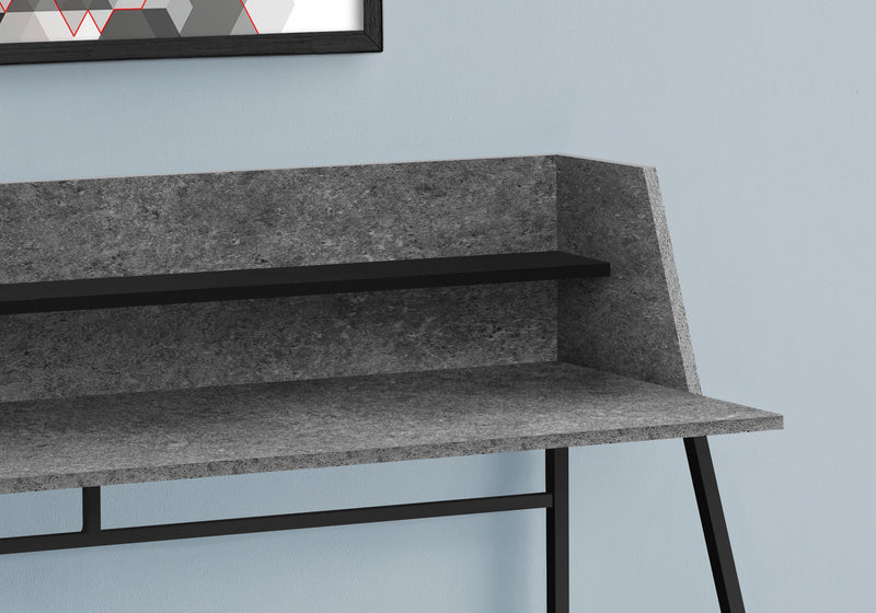 Computer Desk - 48"L / Grey Stone-Look / Black Metal - I 7550