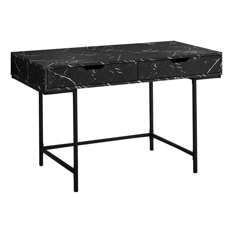 Computer Desk - 48"L / Black Marble-Look / Black Metal - I 7552