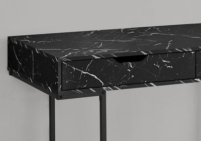 Computer Desk - 48"L / Black Marble-Look / Black Metal - I 7552