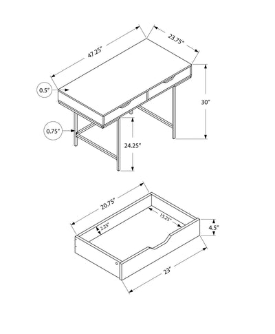 Computer Desk - 48"L / Grey / Black Metal - I 7553