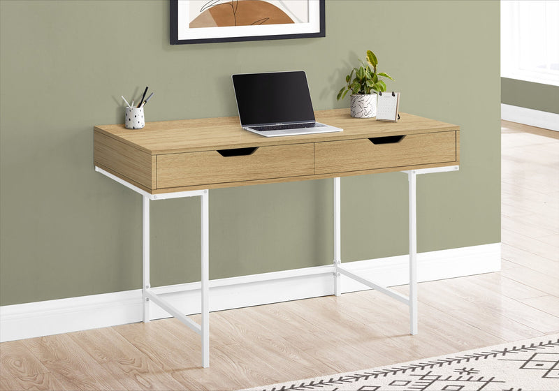 Computer Desk - 48"L / Natural / White Metal - I 7569