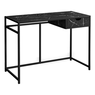 Computer Desk - 42"L / Black Marble-Look / Black Metal - I 7572