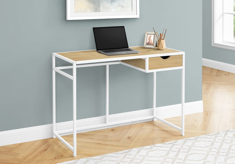 Computer Desk - 42"L / Natural / White Metal - I 7575