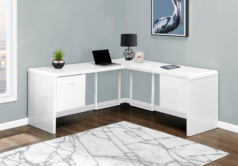 Computer Desk - 72"L / High Glossy White Left/ Right Face - I 7582