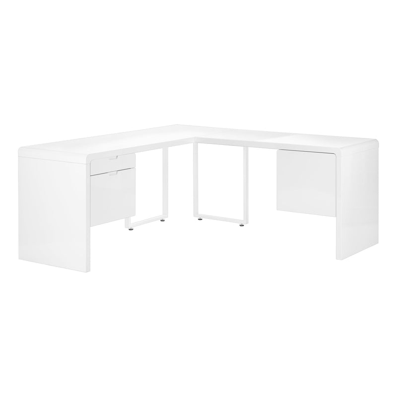 Computer Desk - 72"L / High Glossy White Left/ Right Face - I 7582