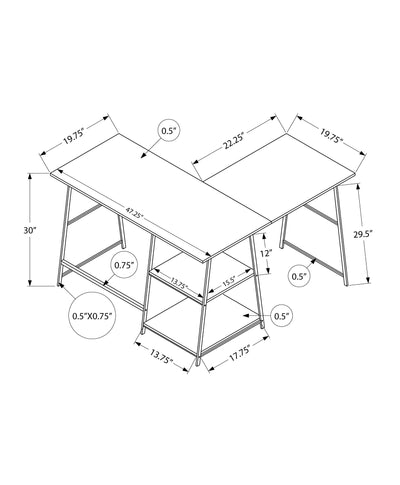 Computer Desk - 48"L / Espresso Top / Black Metal Corner - I 7590