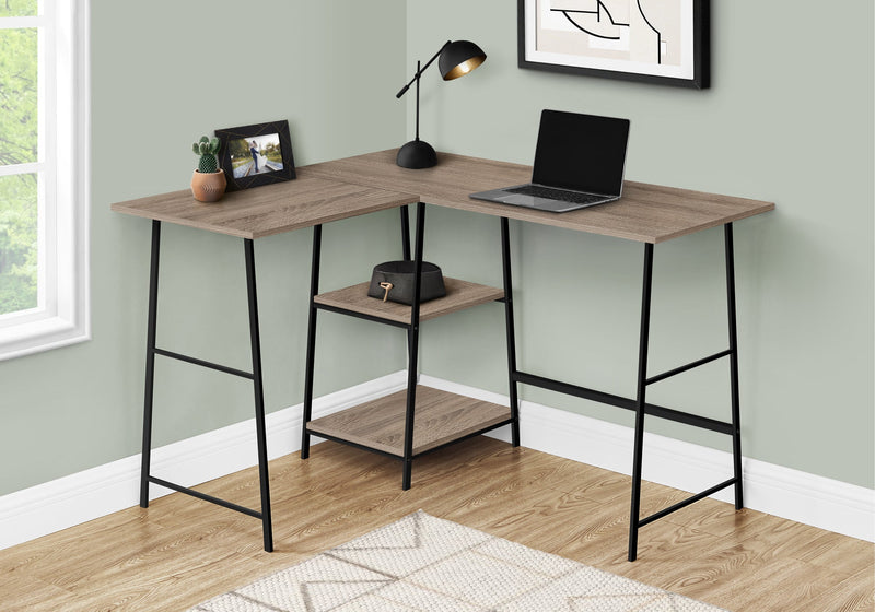 Computer Desk - 48"L / Dark Taupe Top/ Black Metal Corner - I 7592