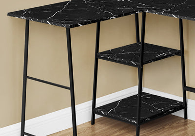 Computer Desk - 48"L / Black Marble / Black Metal Corner - I 7594