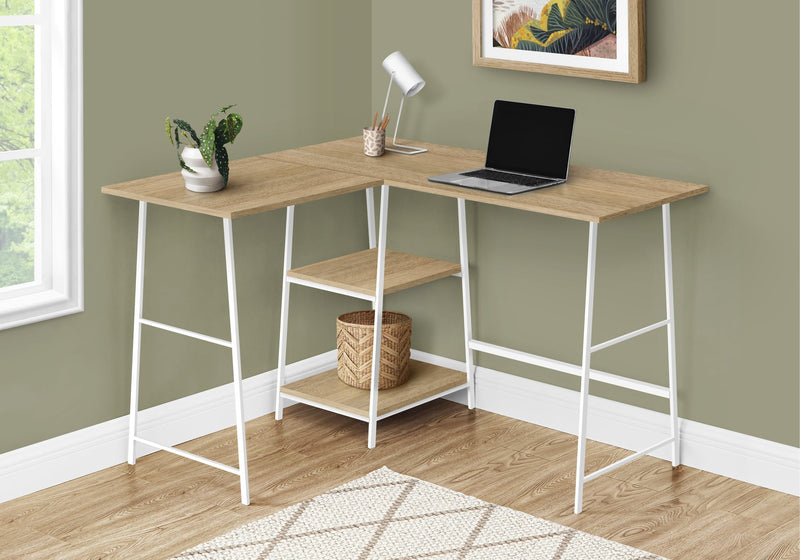 Computer Desk - 48"L / Natural Top / White Metal Corner - I 7597