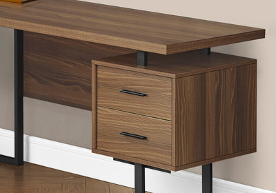 Computer Desk - 70"L / Walnut / Black Metal / L/R Face - I 7610