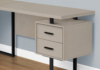 Computer Desk - 70"L / Modern Taupe / Black Metal / L/R - I 7614