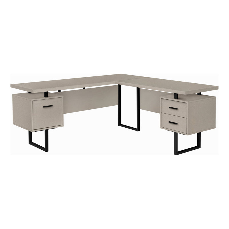 Computer Desk - 70"L / Modern Taupe / Black Metal / L/R - I 7614