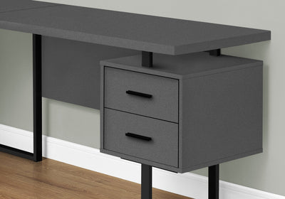 Computer Desk - 70"L / Modern Grey / Black Metal / L/R - I 7615