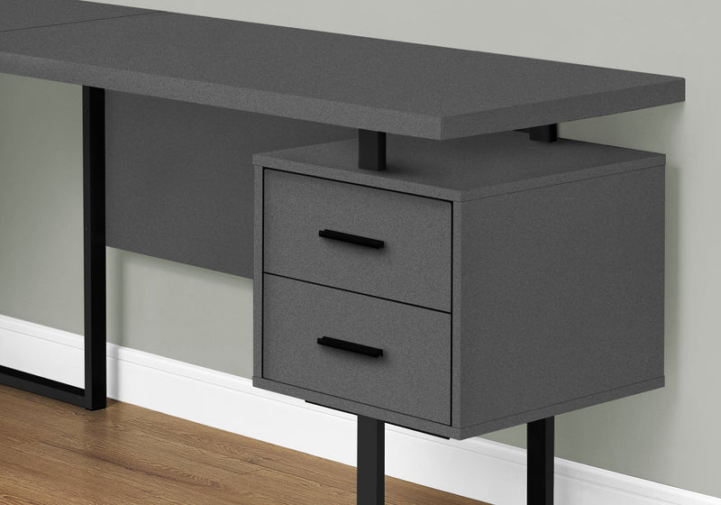 Computer Desk - 70"L / Modern Grey / Black Metal / L/R - I 7615