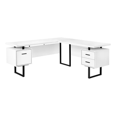 Computer Desk - 70"L / White / Black Metal / L/R Face - I 7616