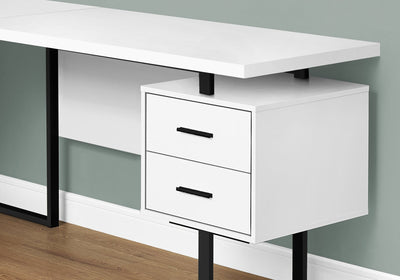 Computer Desk - 70"L / White / Black Metal / L/R Face - I 7616