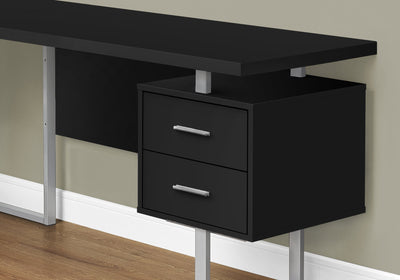 Computer Desk - 70"L / Black / Silver Metal / L/R Face - I 7619