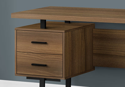 Computer Desk - 60"L / Walnut / Black Metal - I 7625