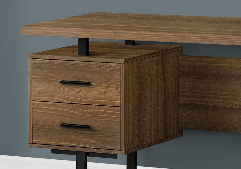 Computer Desk - 60"L / Walnut / Black Metal - I 7625