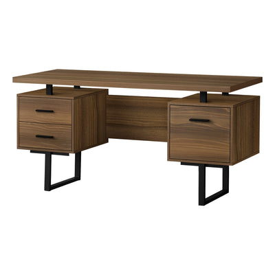 Computer Desk - 60"L / Walnut / Black Metal - I 7625